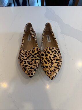 Steve Madden Leopard-Print Pointed Toe Flats - Tan and Black  NEW No Box